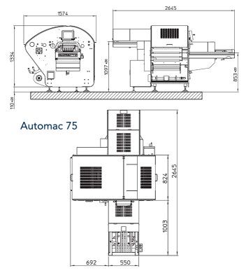 Automac75 - wymiary maszyny