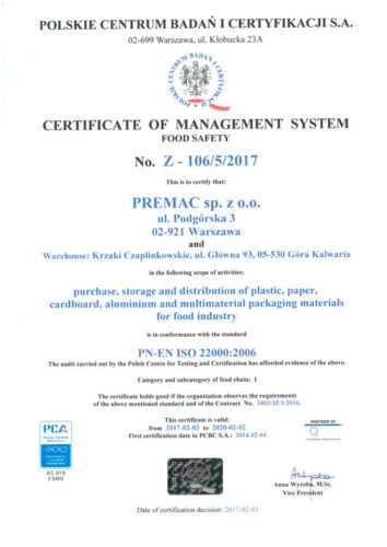22000-IQnet Certyfikat Premac